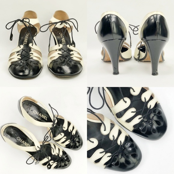 SOLD Chanel Caged Spectator Ankle Wrap Shoes Pump - Picture 7 of 8